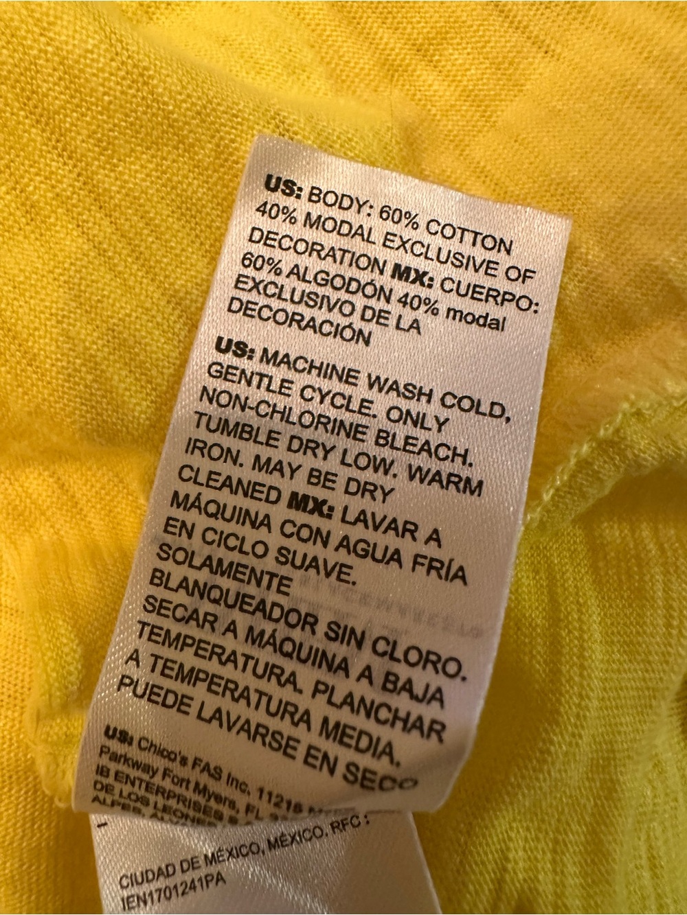 White House Black Market | Yellow Tee | Bright Lemon | Cotton Modal | M / L - Picture 3 of 4